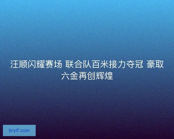 汪顺闪耀赛场 联合队百米接力夺冠 豪取六金再创辉煌