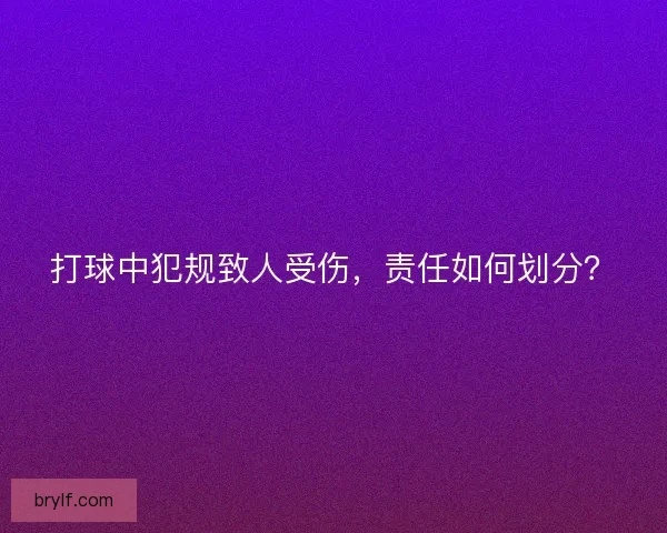 打球中犯规致人受伤,责任如何划分? 打球中犯规致人受伤,责任如何划分?