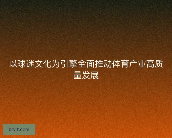 以球迷文化为引擎全面推动体育产业高质量发展